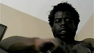 Hung black dude Jay pumps a load of cum out of his huge cock