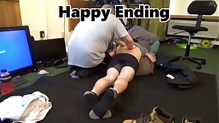 Happy Ending Knead gay gives me rub down and can't stay off my cock