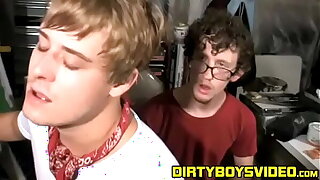 Hairy cock teenagers fucking bareback in the garage after BJ